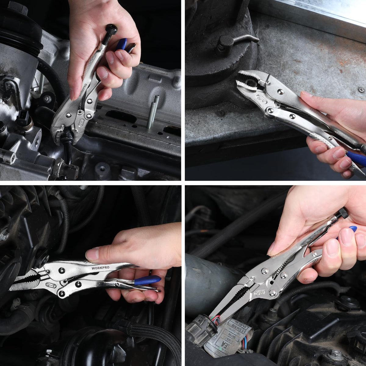 WORKPRO 5PCS Locking Pliers with Hex Key, Long Nose Curved Jaws Vice Grips