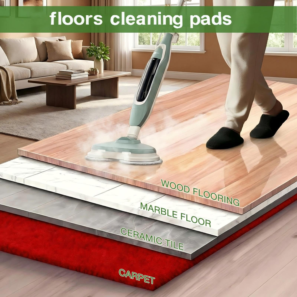 8 Pack Steam Mop Replacement Pads for Shark Steam Scrub Mop Pads