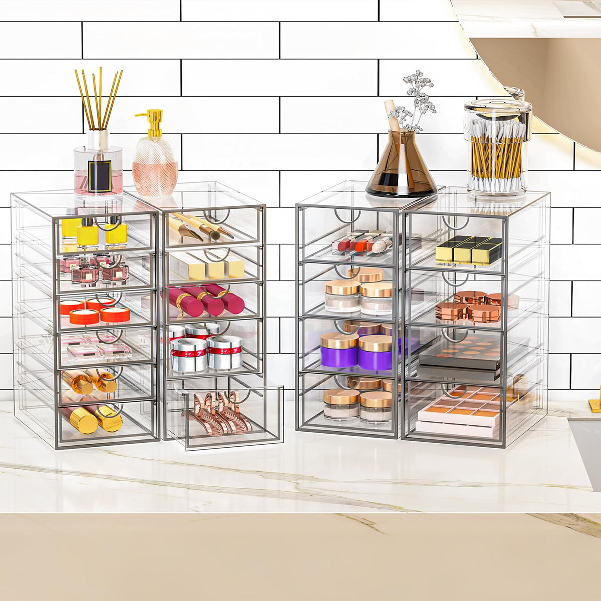 YFXCVSL Acrylic Makeup Organizer with 19 Drawers,Storage Drawer Organizer