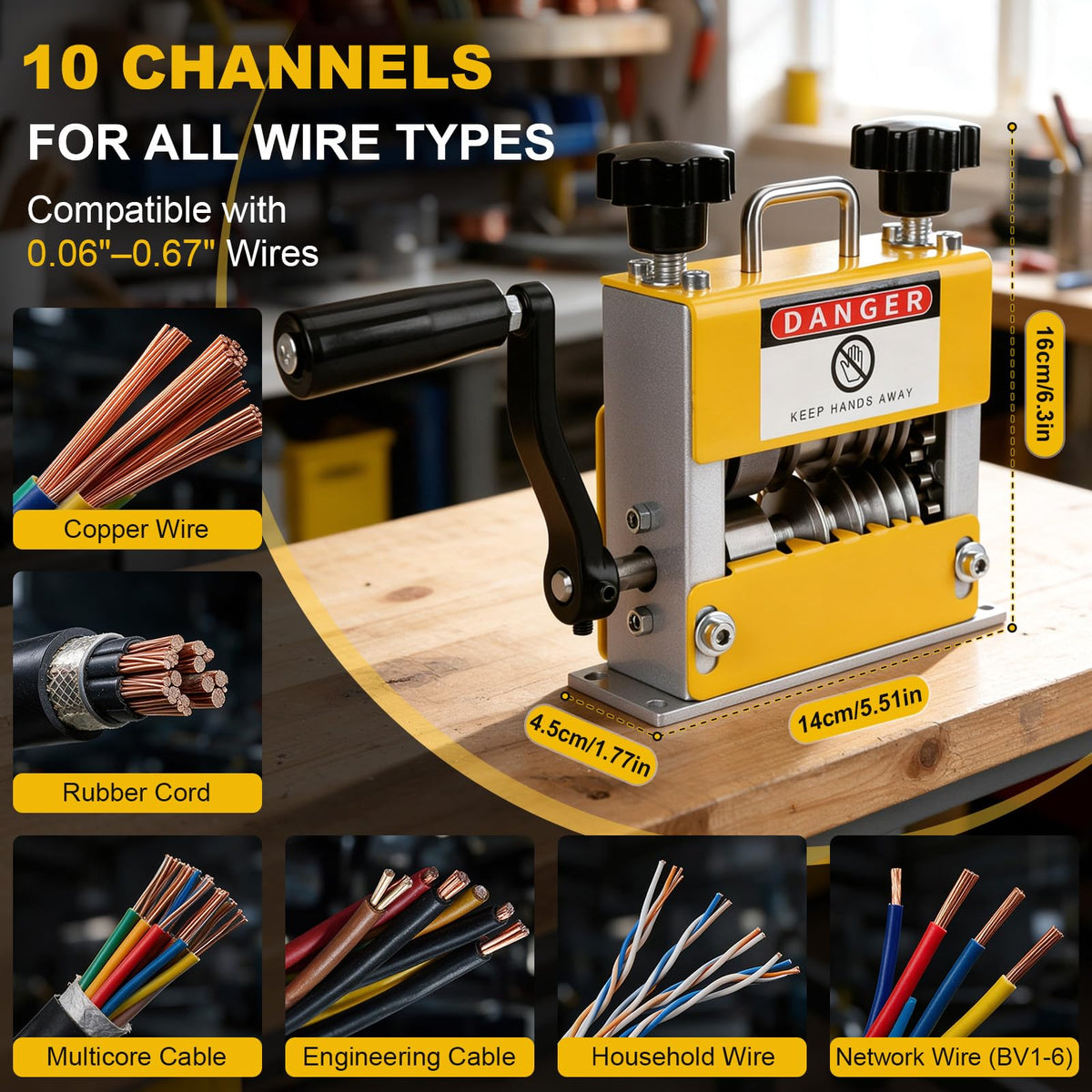 2 in 1 Wire Stripper Machine Manual & Drill‑Powered, Fits 0.06"–0.67" Wires
