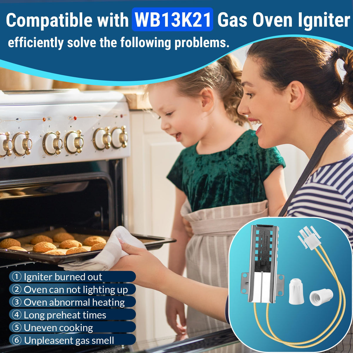 2 Pcs Gas Oven Igniter Compatible with WB13K21, IG9998, AP2020569 PS231280