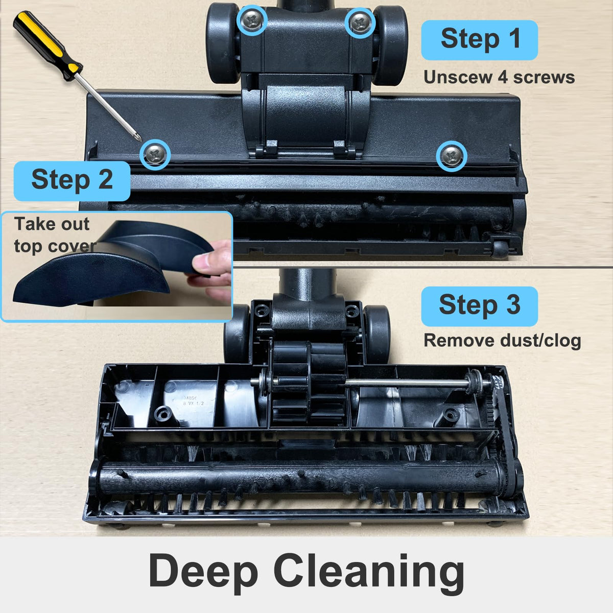 Kodahome Turbo Brush Compatible with Miele C1 C2 C3 CX1 Vacuum Cleaners, Air Driven Floorhead for Low to Medium Pile Carpets Rugs Stairs and Hard Floors
