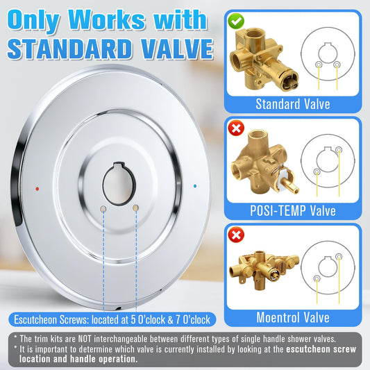 Shower Trim Kit Compatible with Moen Chateau T470 (Chrome,Knob)