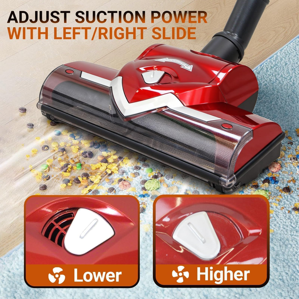 EZ SPARES Replacement Turbo Brush Head,Universal Vacuum Cleaner Brush, 1 1/4,1 3/8 Inch,Compatible with Most Vacuum Brands,Hoover Eureka Royal, Rainbow Shop Vac,As Christmas New Year Gift(Festive Red)