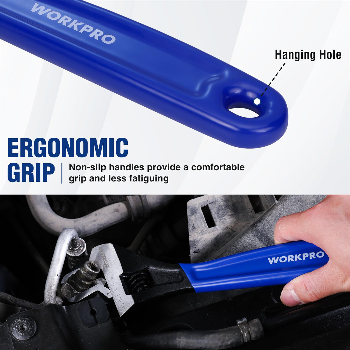 WORKPRO 5 PCS Adjustable Wrench Set, 4", 6", 8", 10" 12" Wide Jaw Wrenches