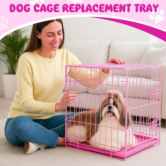 Maxdot 3 Pack Hot Pink Dog Crate Replacement Trays for 24 Inch Kennels, PVC