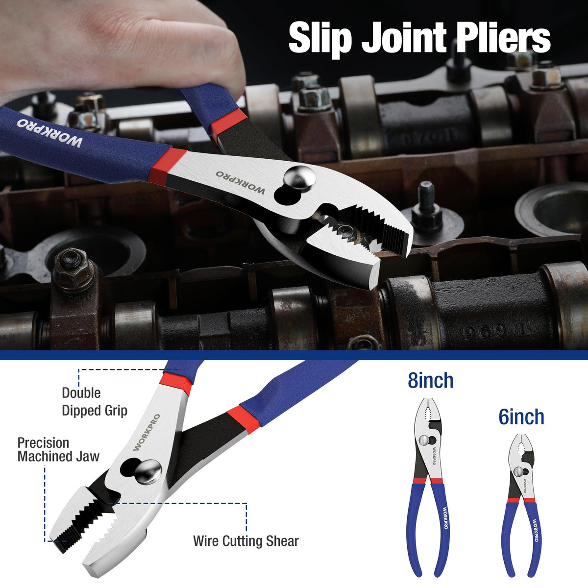 WORKPRO 7-Piece Pliers Set, Pliers Tool Set with Comfort Grip, Blue