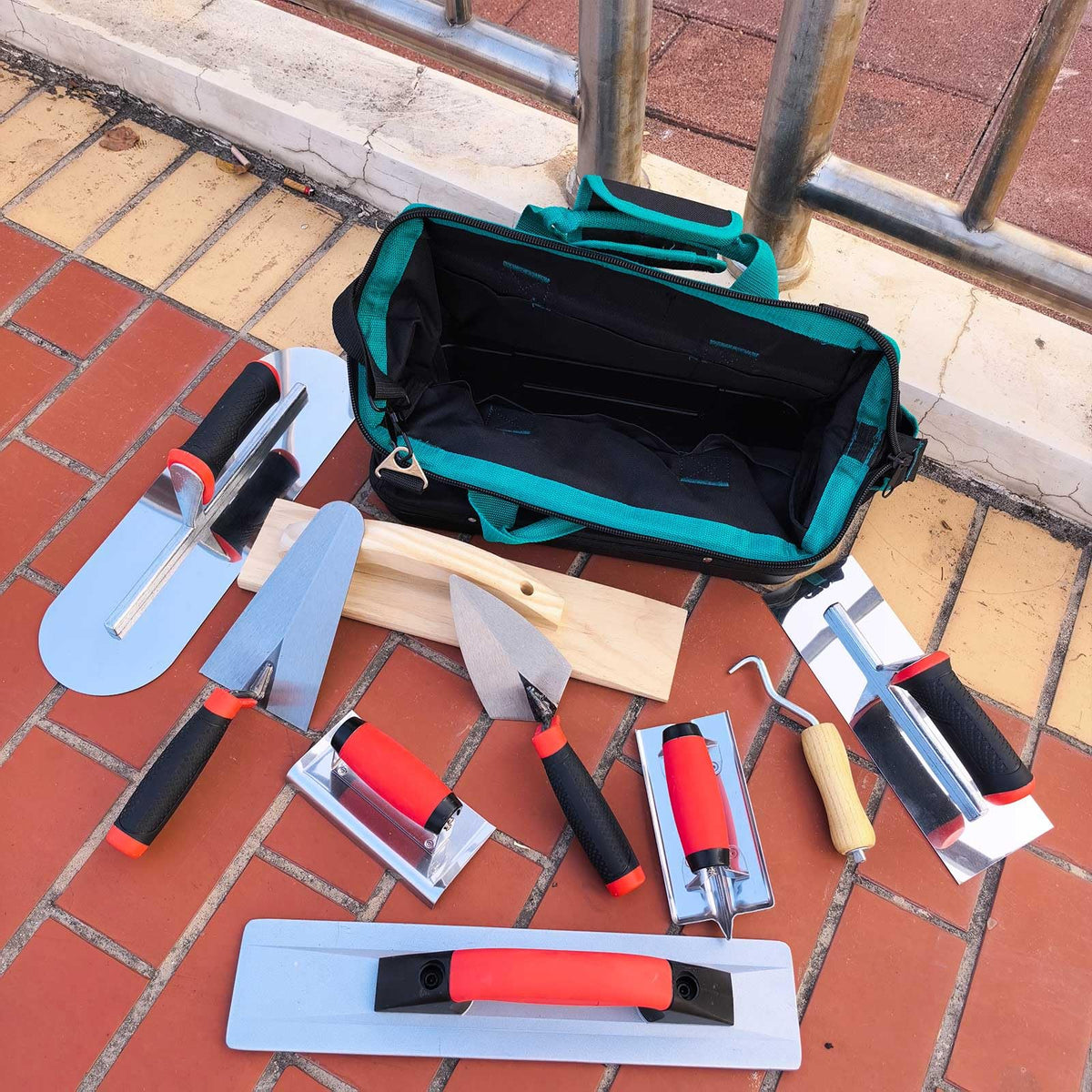 WYPROCEED 10 PCS Concrete Trowel Set, Masonry Hand Tool Kit with Carry Bag