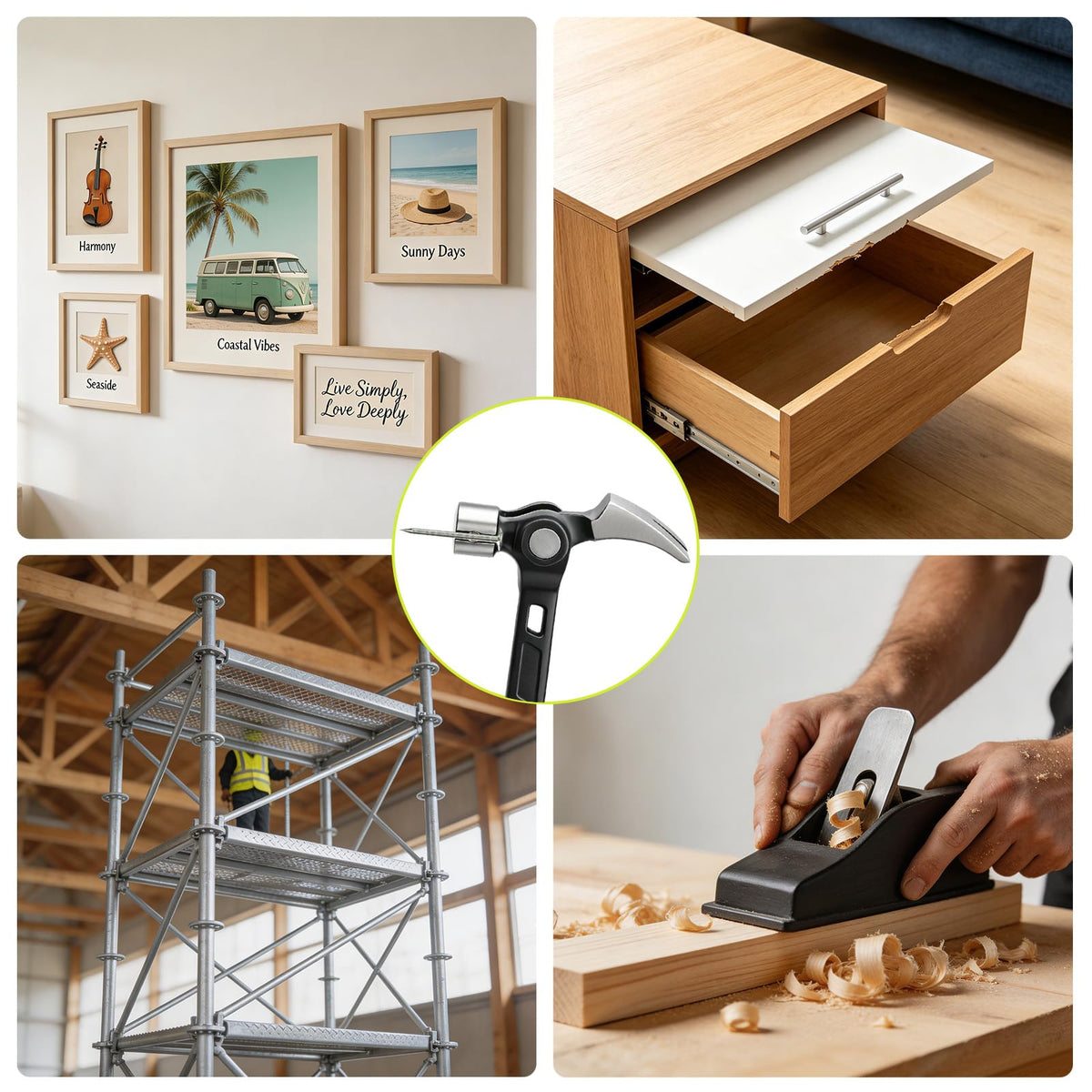 Claw Hammer with Magnetic Nail Starter, Shock-Absorbing Grip