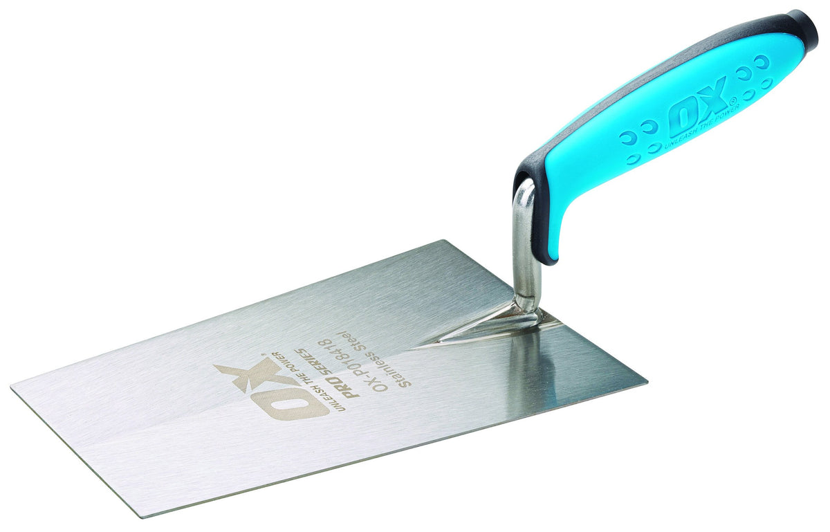 OX PRO Stainless Steel Bucket Trowel - 7"/180mm, Heavy Duty Steel