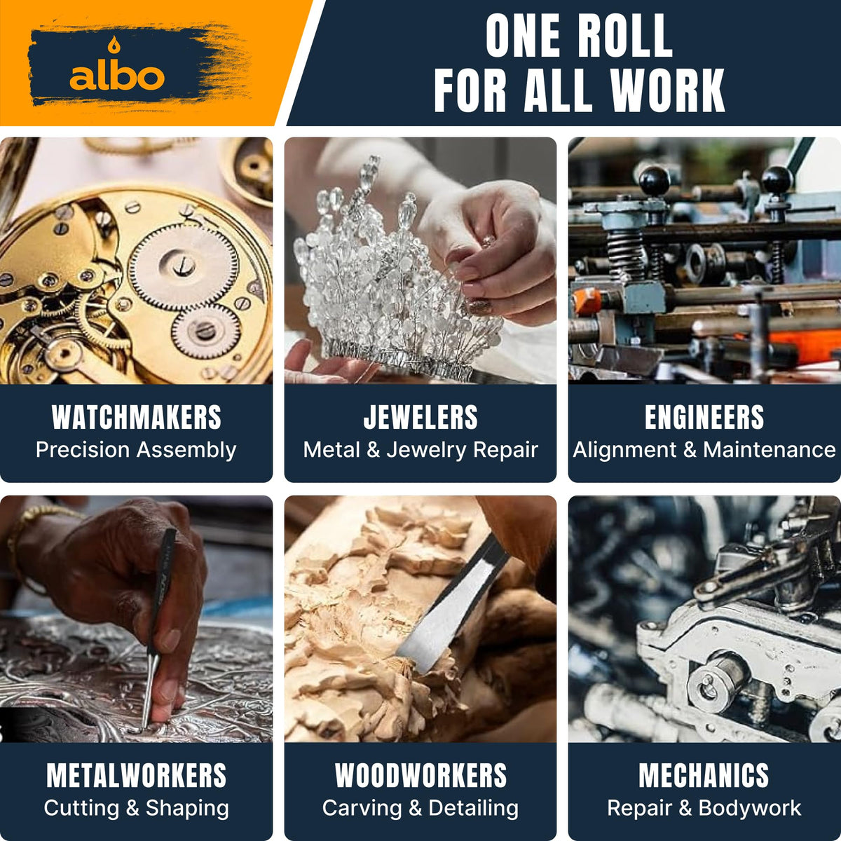 ALBO 16-Piece Punch & Chisel Set, Tapered, Pin & Center Punches, Chisels