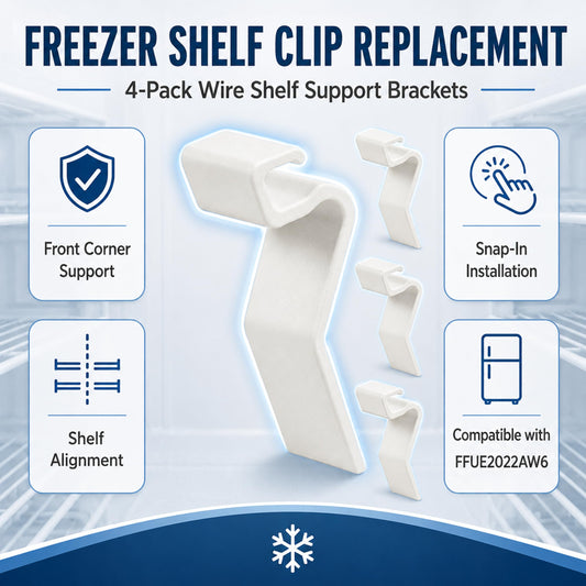 Freezer Wire Shelf Support Bracket Compatible with Frigidaire FFUE2022AW6 Upright Freezer Shelf Repair System 4-Pack Replacement Kit, Plastic Wire Shelf Corner Support Clip