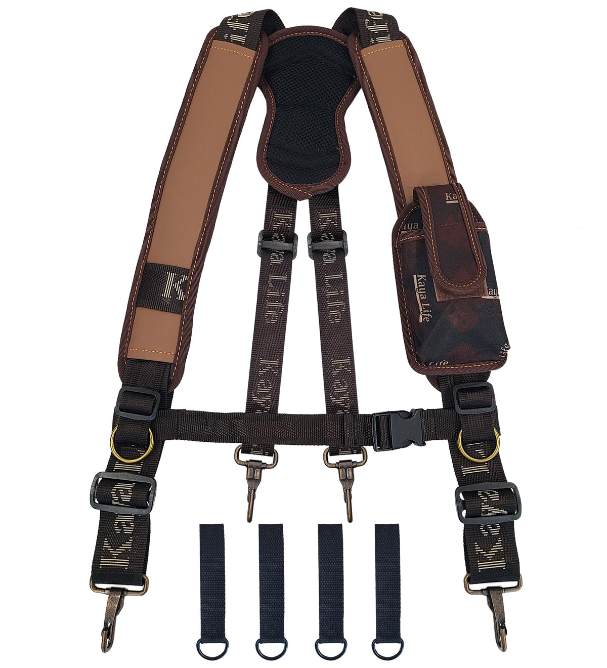 HW GLOBAL Tool Belt Suspenders for Men with Phone Pouch and Belt Loops