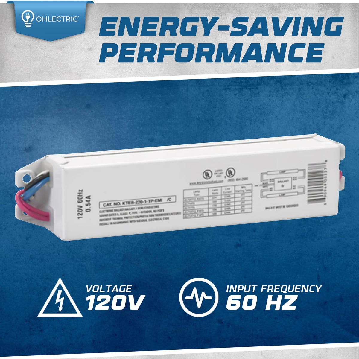 OHLECTRIC Replacement for Keystone KTEB-220-1-TP-EMI/C 2-Lamp T12
