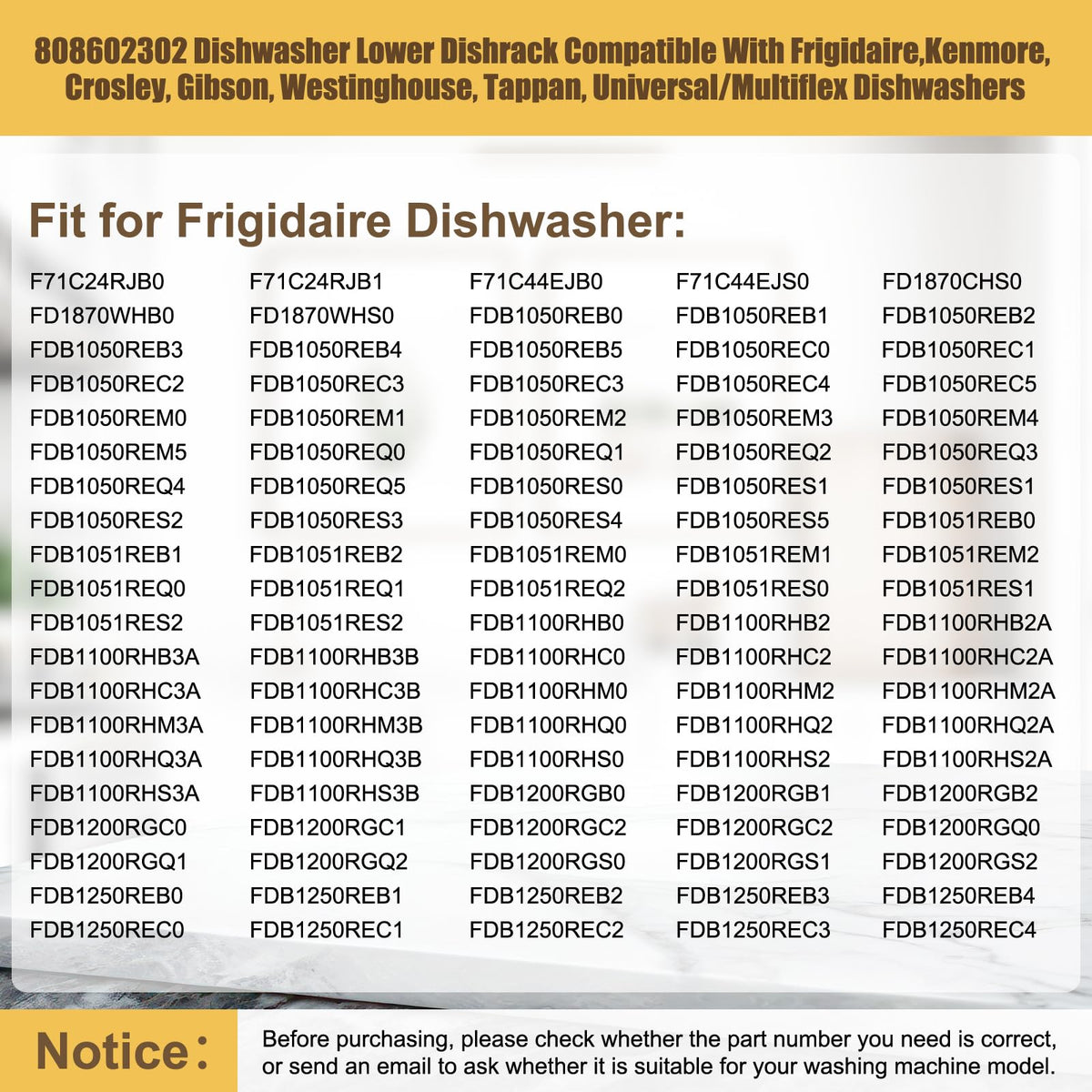 UPGRADED 808602302 5304535768 Dishwasher Lower Rack Replacement Compatible with Frigidaire,Kenmore Dishwasher Rack Parts with 154174501 Wheels Replace 154432602 154432601 154319706 Dishwasher Racks