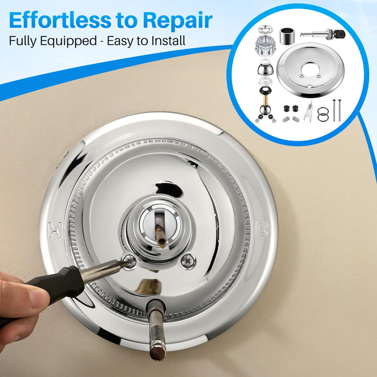 Valve Trim Repair Kit Compatible with Delta RP6046, Knob