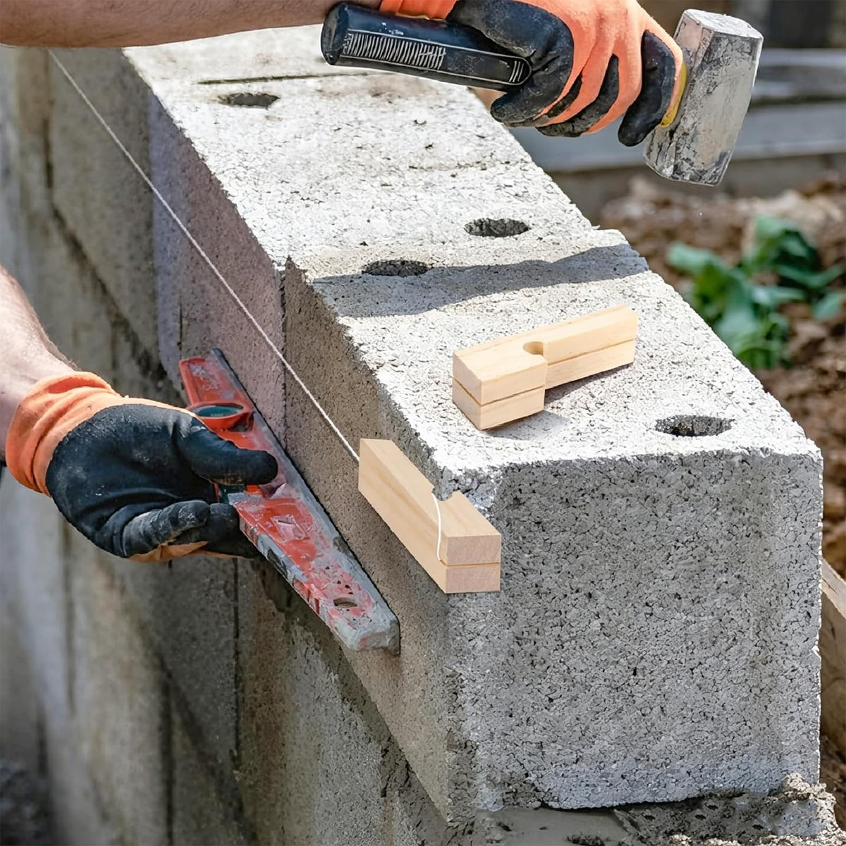10Pcs 4 Inch Wood Masonry Line Blocks Kit with 2 Rolls Polyester Mason Line
