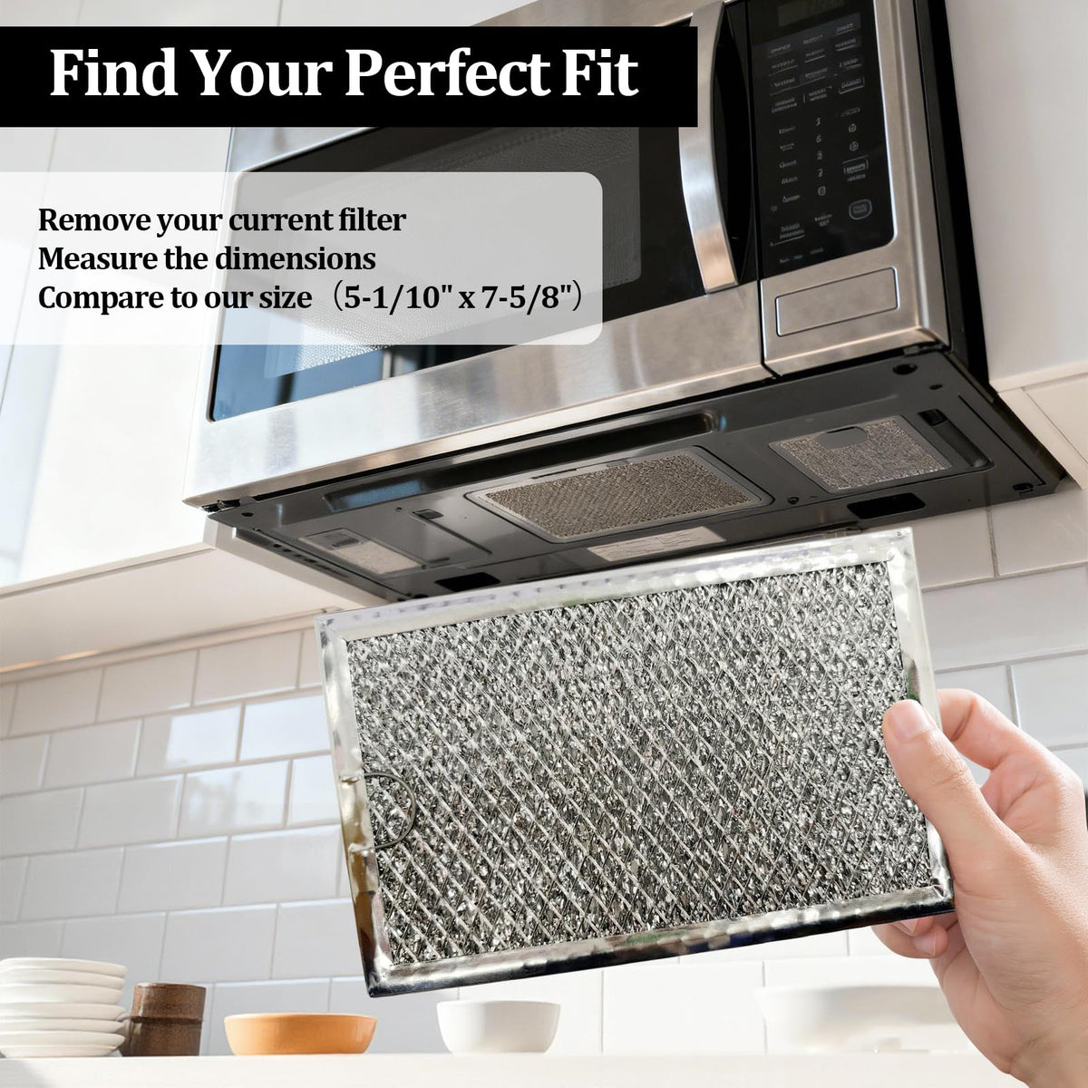 Microwave Grease Filter Replacement 5-1/8" x 7-5/8" Compatible with Over-the-Range Microwave Ovens (2 Pack）