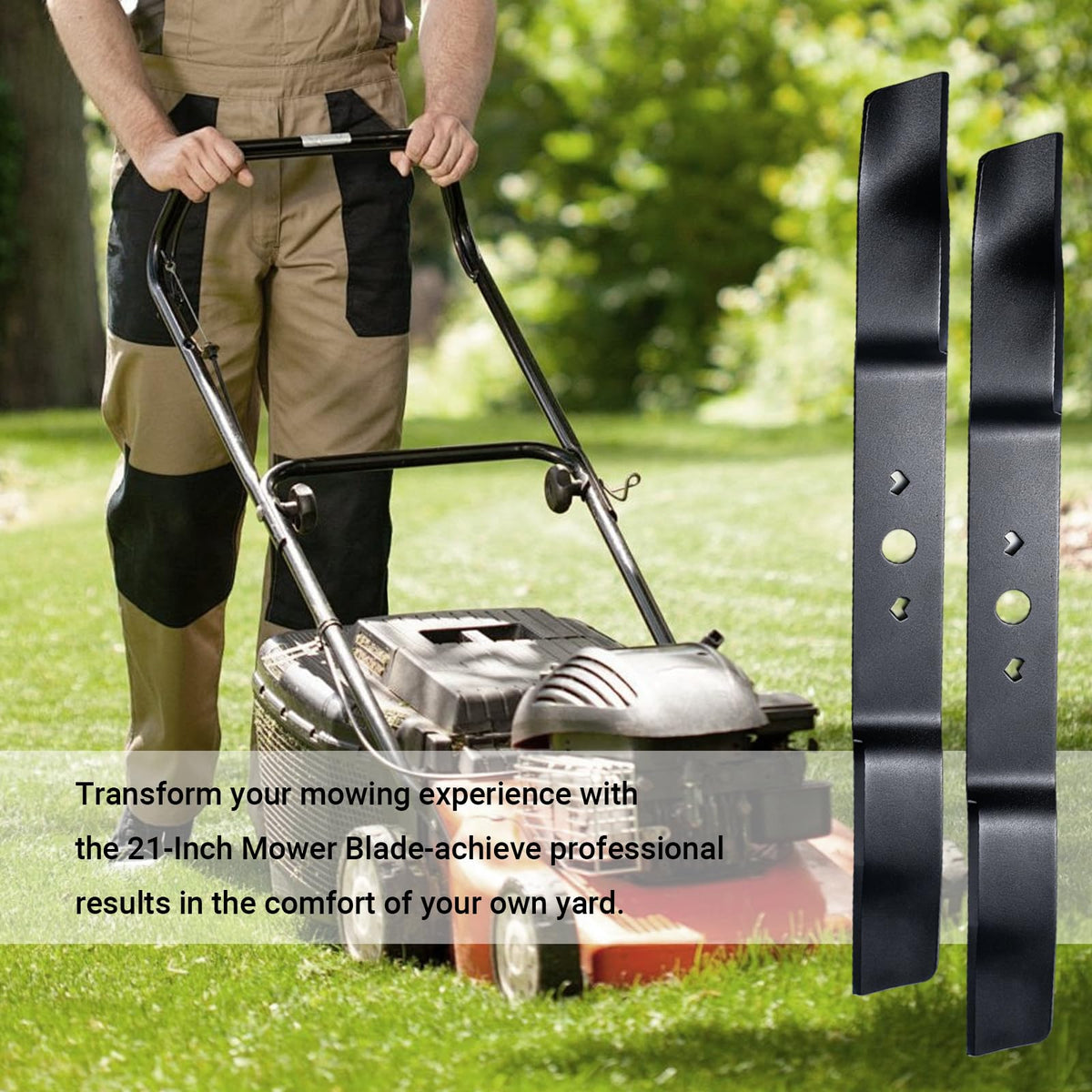 21 Inch Mower Blade, 2 Pack Lawn Mower Blade Compatible with Greenworks 21 inch Mower Blade, Fits MO40L03,MO48L4422,MO40L4413,C3208101 Lawn Mower, Heavy Duty Sharp Replacement Blade