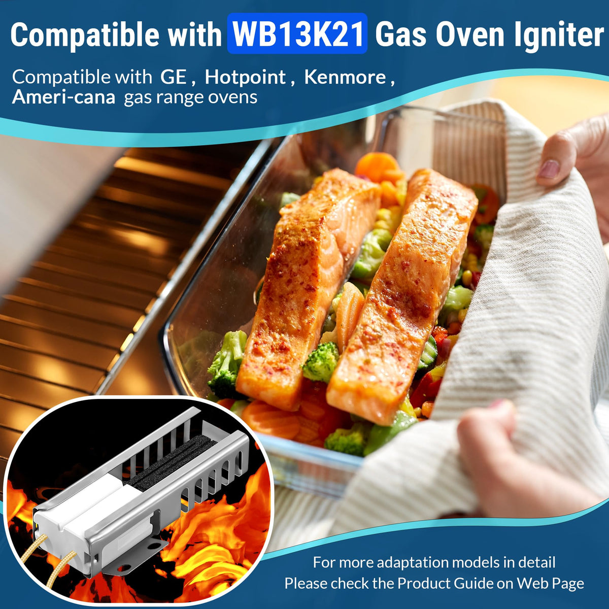 2 Pcs Gas Oven Igniter Compatible with WB13K21, IG9998, AP2020569 PS231280
