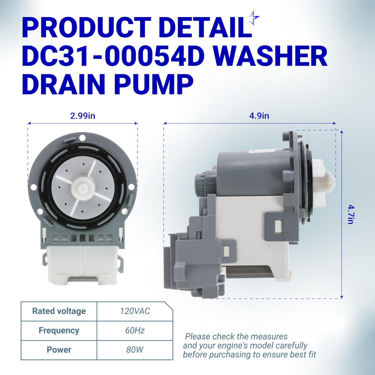 [UPGRADED] DC31-00054D PX3516-01 DC31-00187A Washer Drain Pump For Samsung