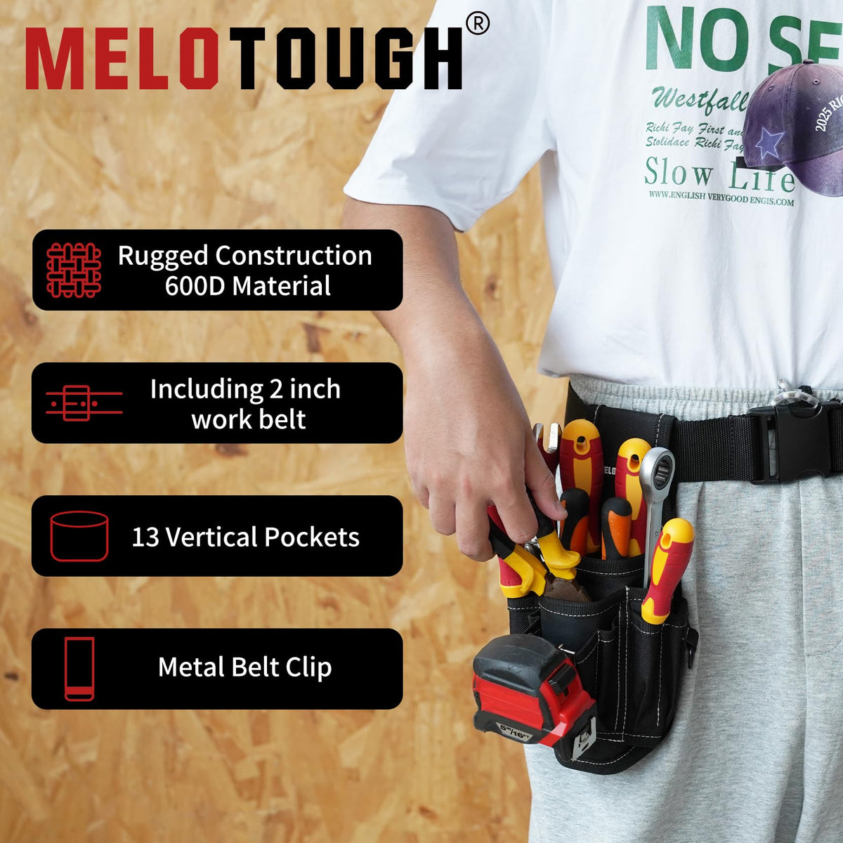 MELOTOUGH Small Tool Pouch Electrican Clip on Tool Pouch,Tool Belt Pouch with Belt Clip Tooo Holster Mini Electrican Tool Holder with Sanp Clip