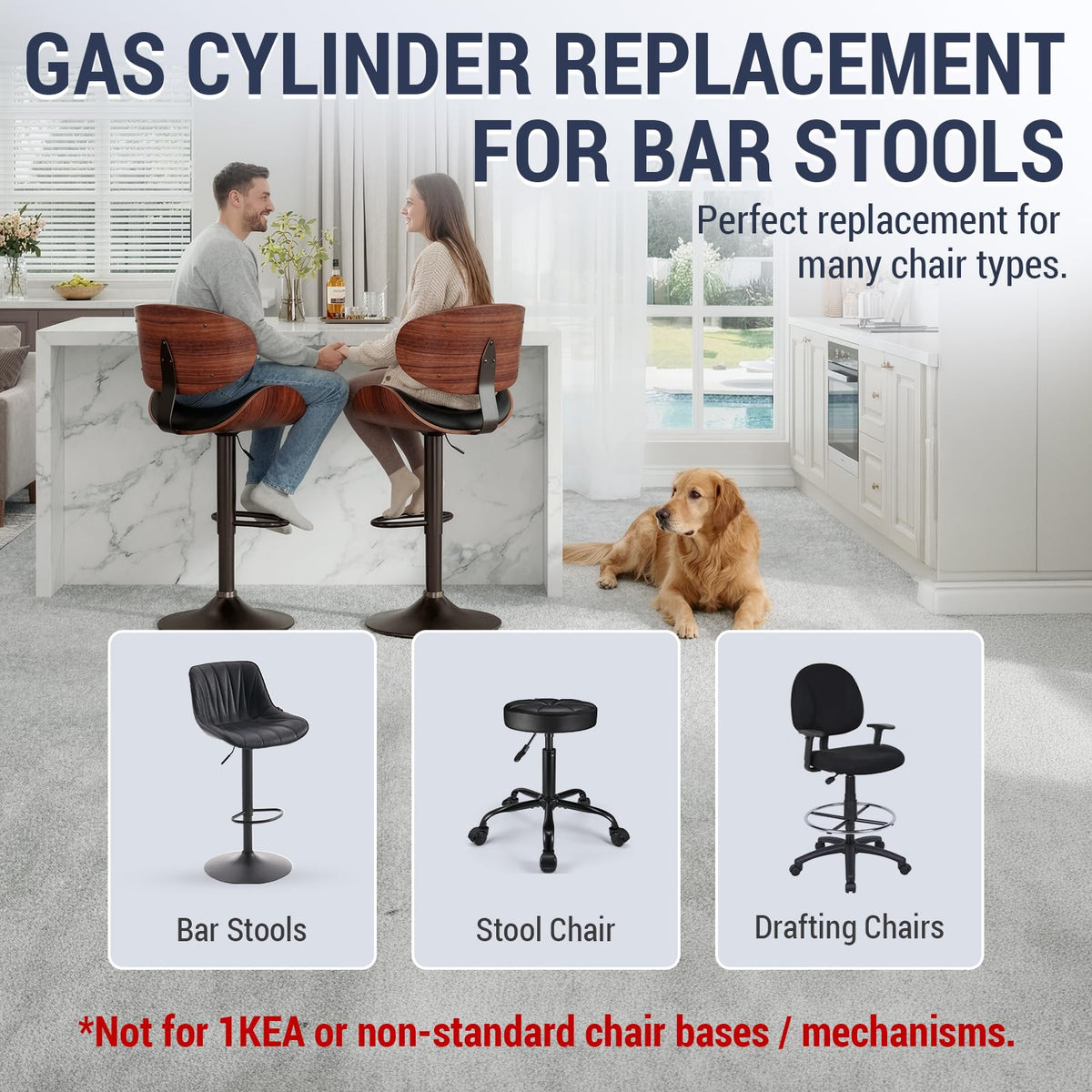 MASTERY MART 19.5" to 28" Adjustable Gas Lift Cylinder Replacement, Heavy Duty 1000 Lbs Hydraulic Pneumatic Shock, Chair Height Extender for Bar Stool, Office Chair Cylinder Replacement