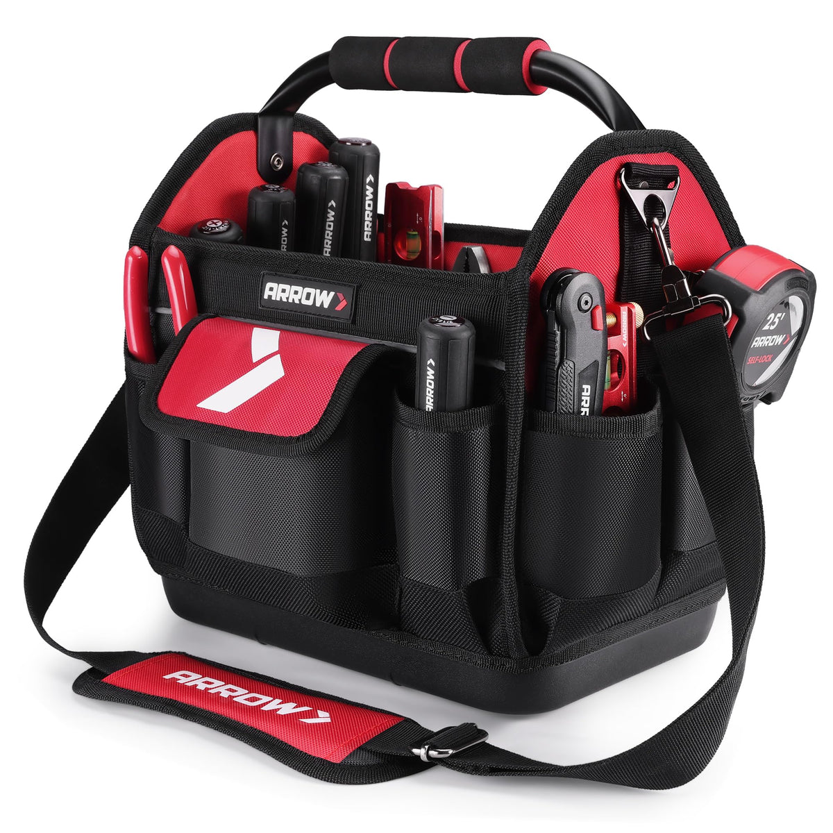 ARROW 12" Tool Tote with Waterproof Hard Base, Electrician Tool Bag