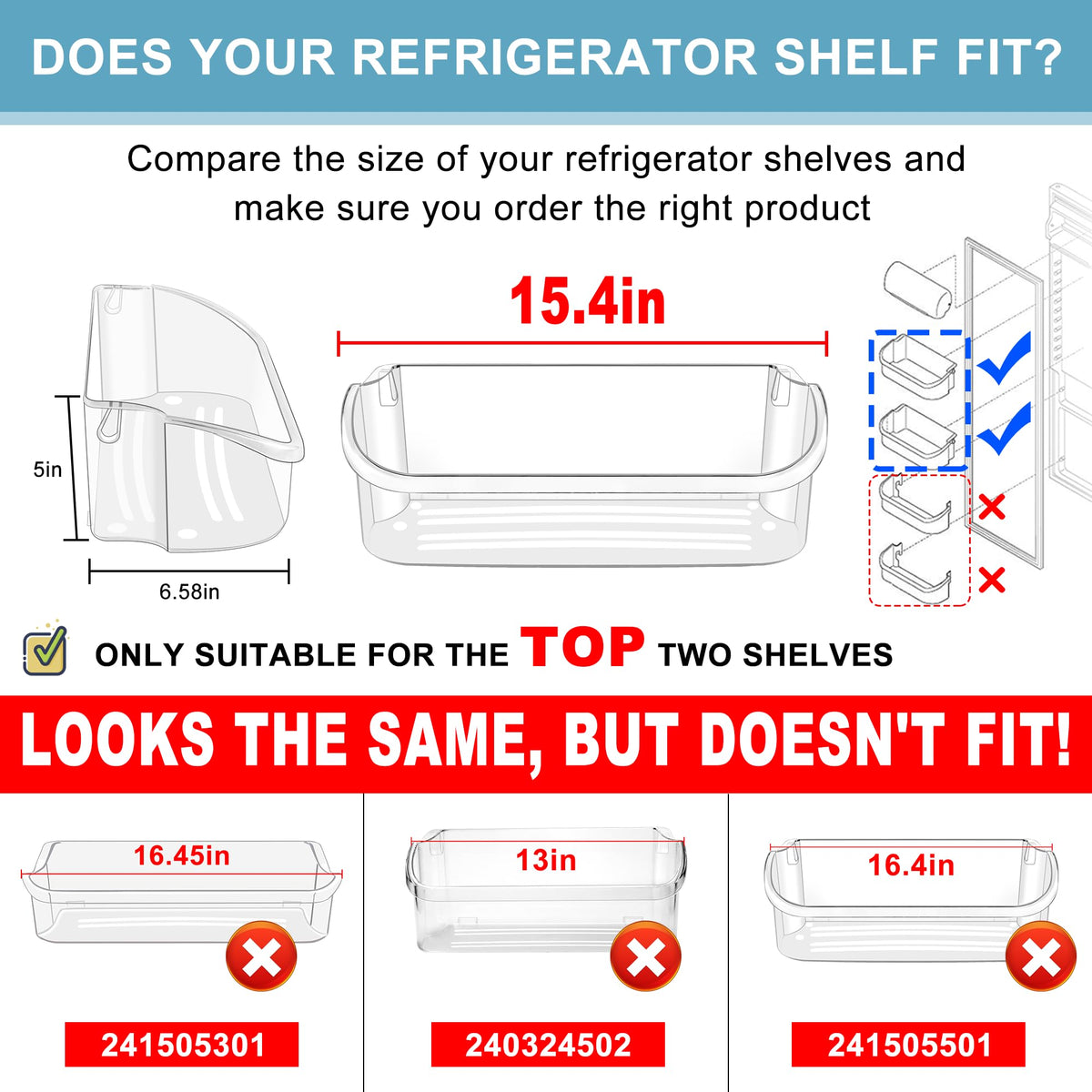 2 PACK Upgraded 240356402 Refrigerator Door Bin Re