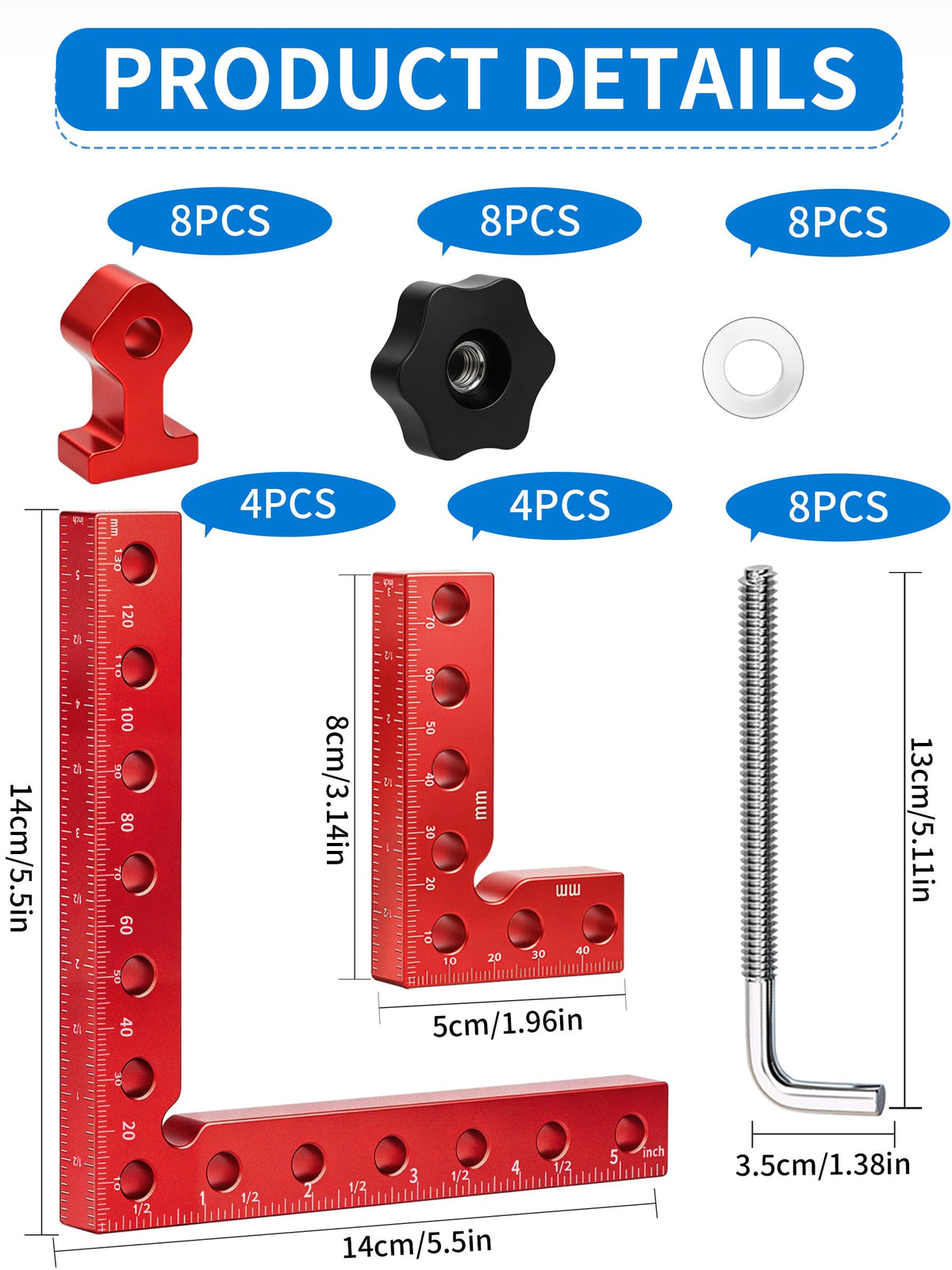 Maziloxe 8PCS 90° Corner Clamps for Woodworking, Aluminum Right Angle Kit