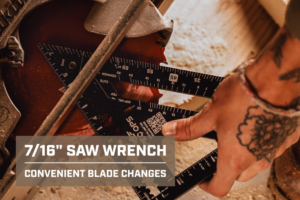 Spec Ops Elite Series Fury 7.5” Rafter Square with Level Vial, Laser Etched & Stamped Markings, Rapid-Layout Features, Wide Heel, Integrated Compass Holes, Digital Rafter Calculator & Guide