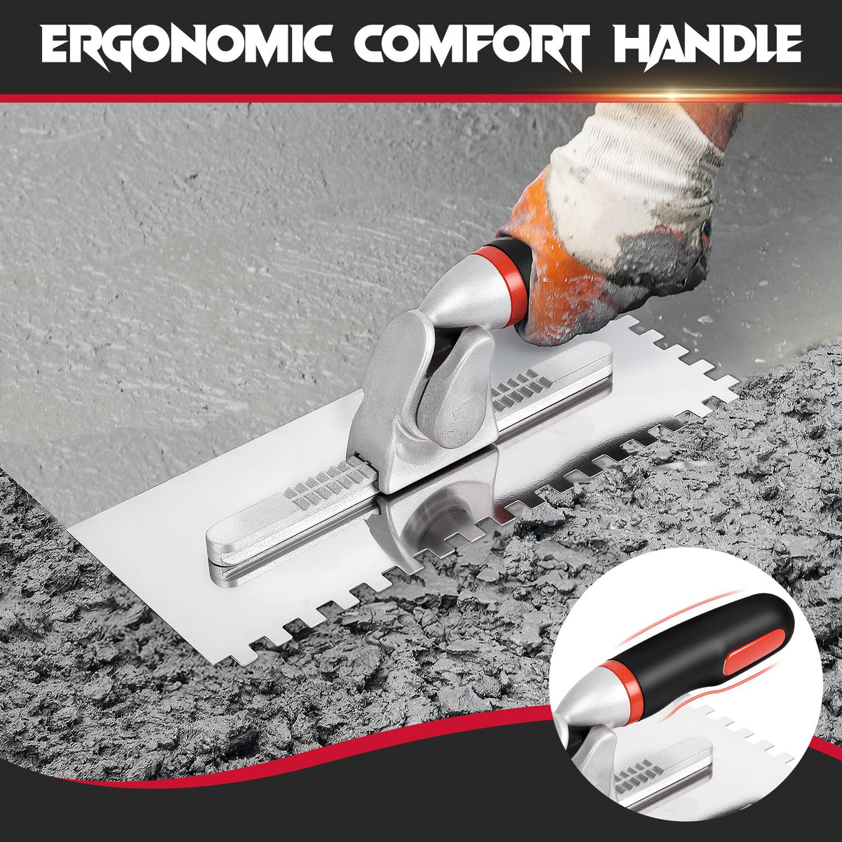 Switchable Tile Trowel Set – 6 Interchangeable Notched Blades