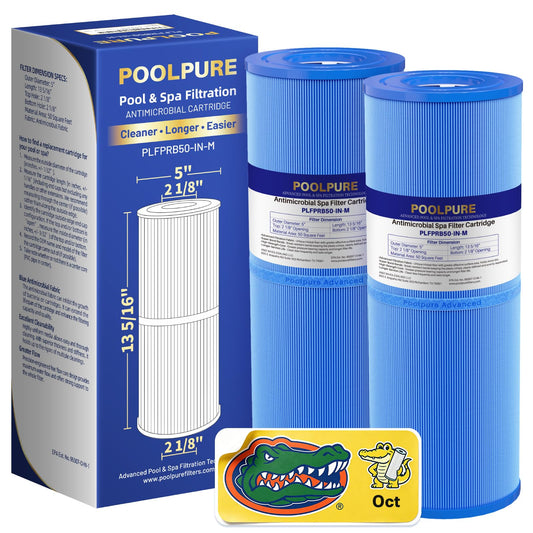 POOLPURE Antimicrobial Spa Filter Replacement for Pleatco PRB50-IN-M, Unicel C-4950RA, Guardian 413-212-02, Filbur FC-2390M,17-2380,Jacuzzi J200 Series Filter,373045, 5X13 Hot Tub Filter, 2 Pack