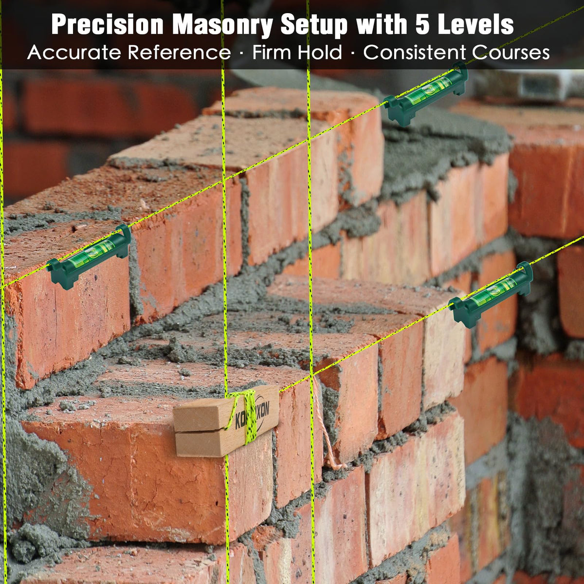 Konvixon 540 FT Masonry String Line with Reel, Post Level & 5 Line Levels