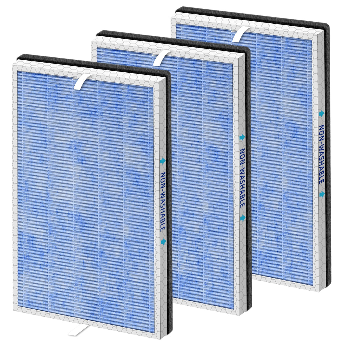 Pulluty MSA3/MSA3S HEPA Replacement Filter for Membrane Solutions MSA3 and MSA3S Air Purifier,Upgraded 4-in-1 H13 True HEPA and Activated Carbon Filter with OdallerPure Technology,3 Pack