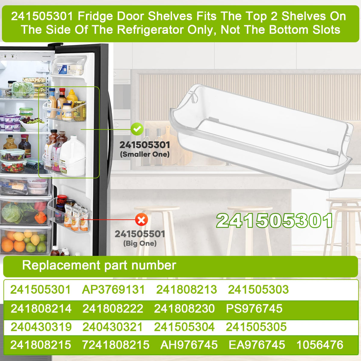 UPGRADED 241505301 Refrigerator Door Shelf Bin Com