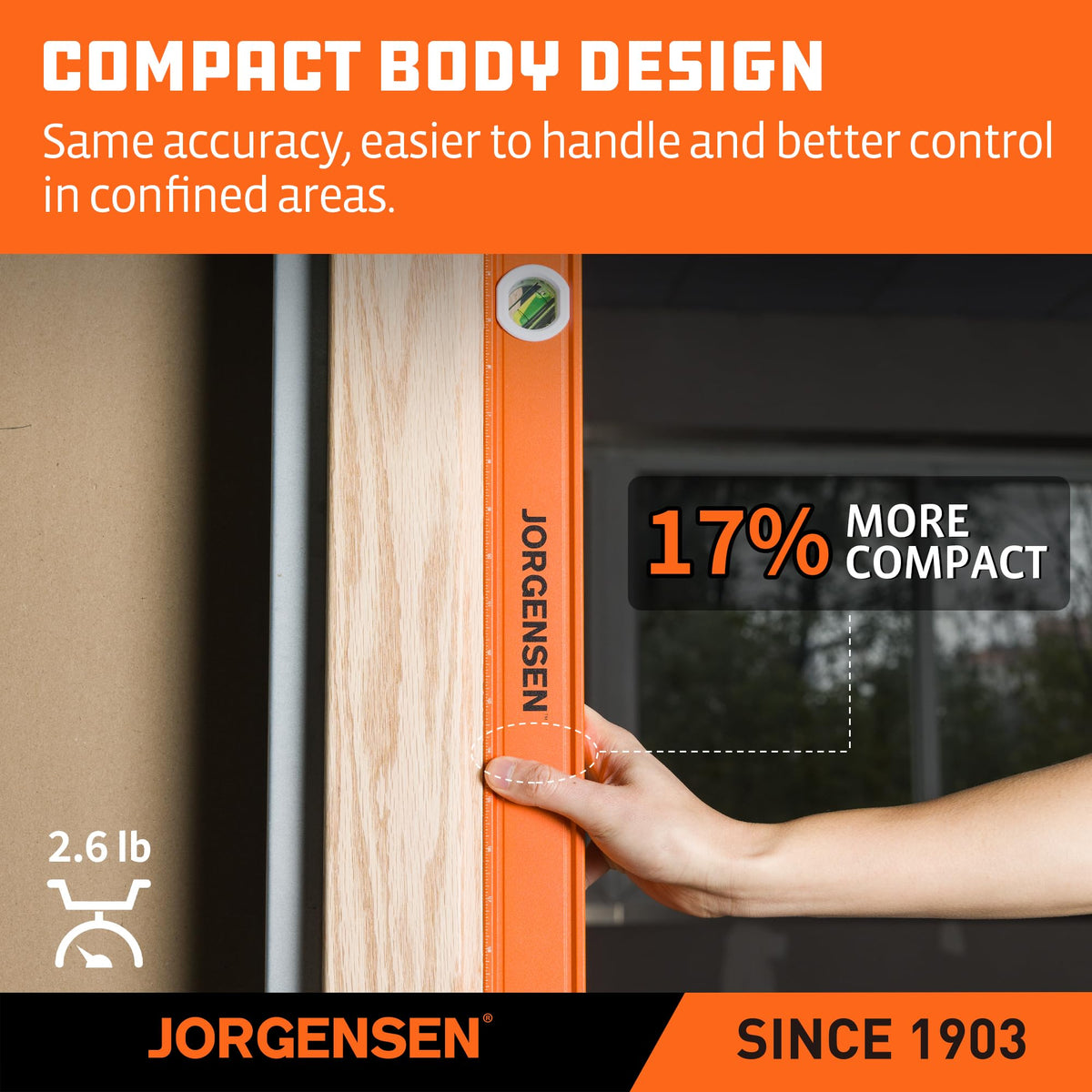 JORGENSEN 48" Magnetic LED Box Level, 45°/90°/180° Bubble Long Leveler Tool