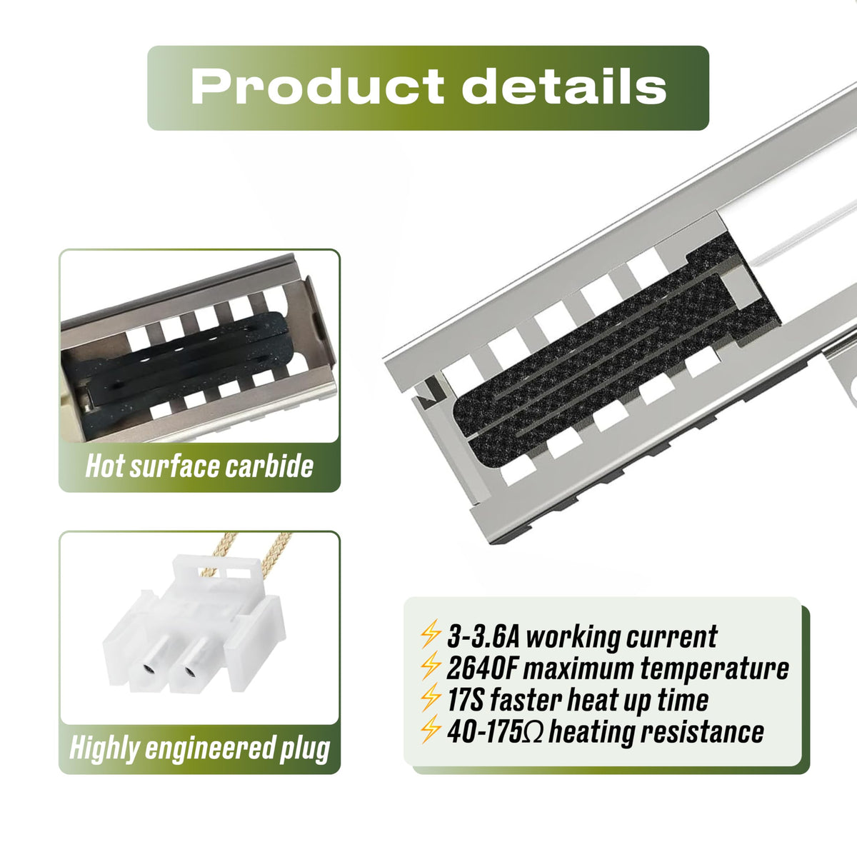 DG94-00520A Range Oven Igniter Replacement for Samsung NX58J5600SG/AA NX58H5600SS NX58H5650WS NX58F5500SS NX58H9500WS Range ModelF Fits Model: (FX5, FX7, NX58M, NX58K, NX58J, NX58H, NX58F) (Normal)
