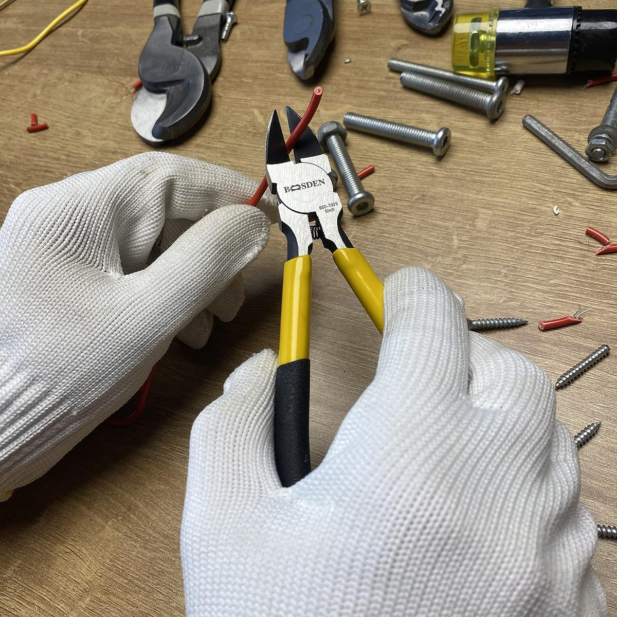 BOOSDEN Wire Cutter 5 inch Cutting Pliers Diagonal Cutter Snipper 5 Pack