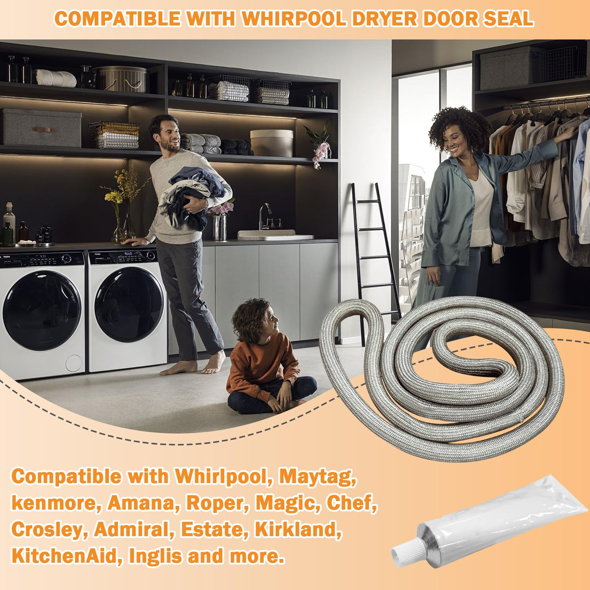 Upgraded W10861521 Dryer Door Seal Part Compatible with Whirlpool