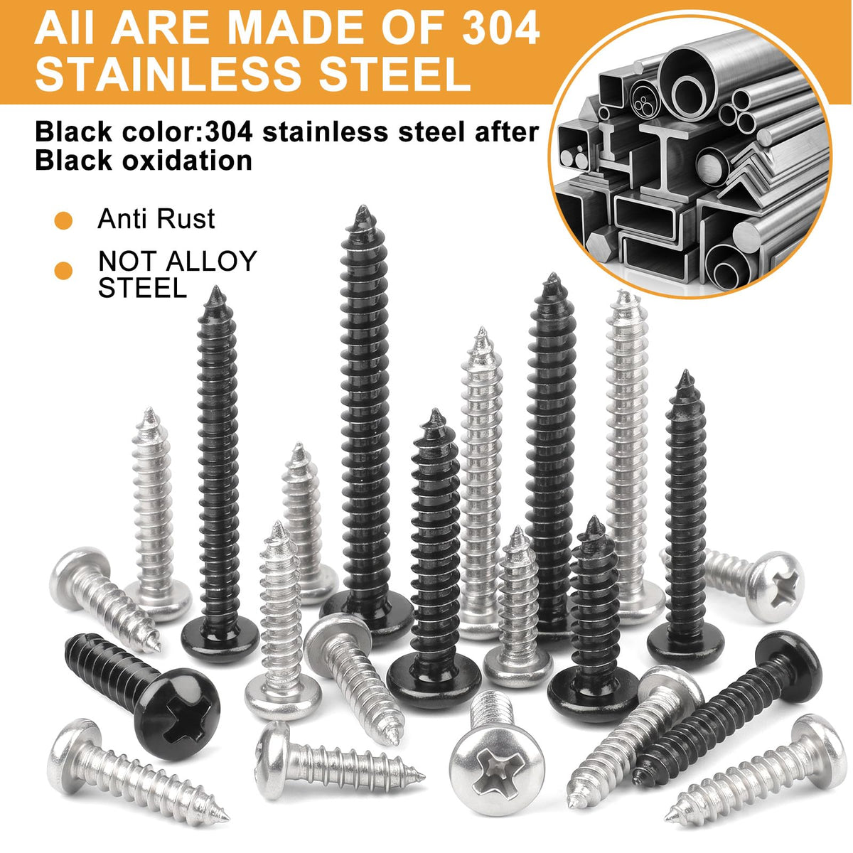 VIGRUE 1010PCS Wood Screws Assortment Kit 304 Stainless Steel
