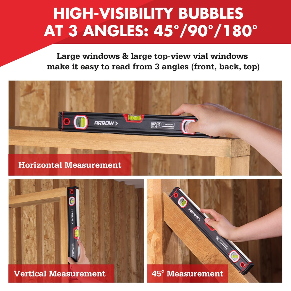 ARROW 16-Inch Level, Magnetic Torpedo Level for Construction, Carpentry