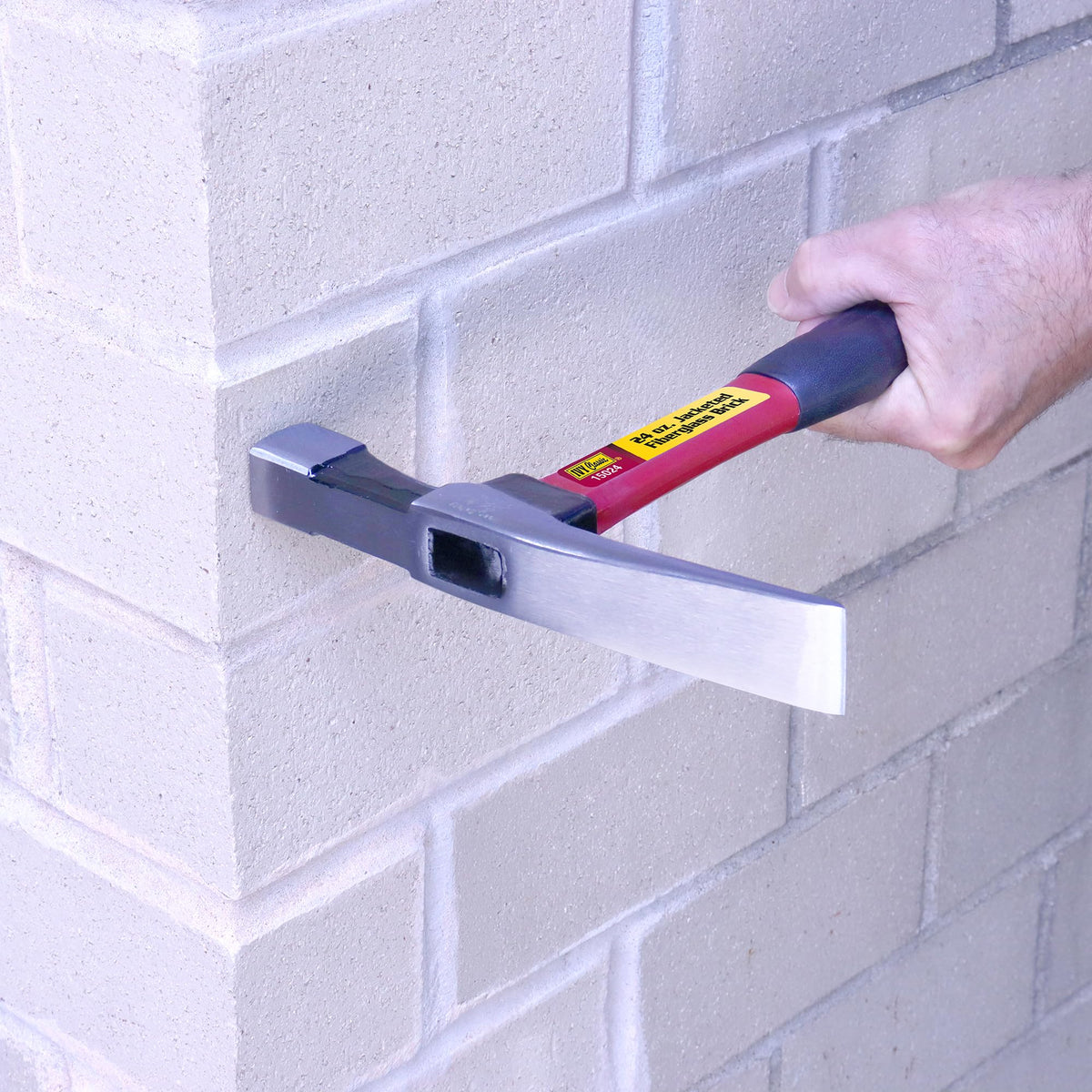 IVY Classic 15024 24 oz. Fiberglass Brick Hammer with Power Pro Grip Handle, Silver, Black
