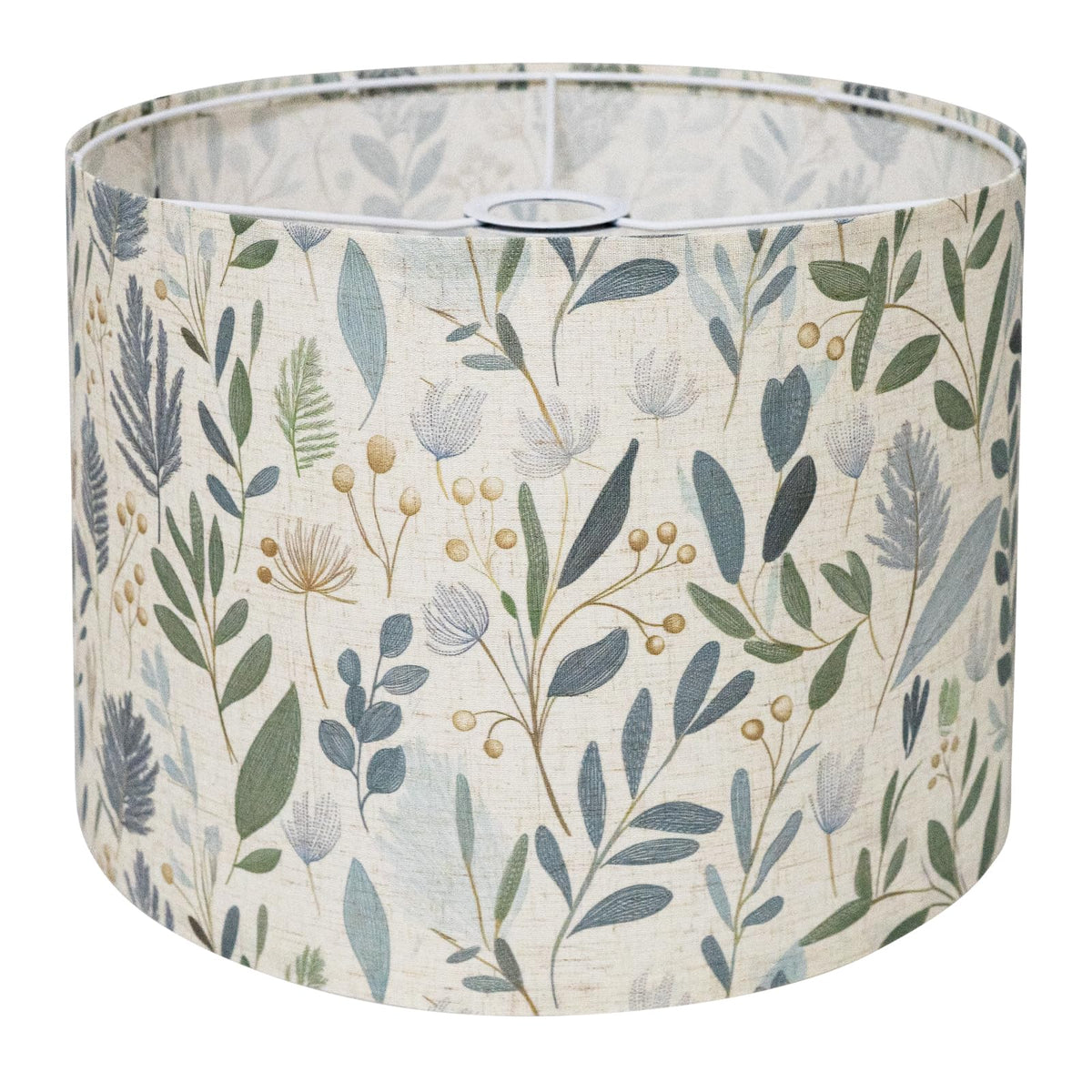 Drum Lamp Shade 13 x 13 x 10 inch, Sage Green Botanical Print Linen Lampshade Replacement for Table Lamps & Floor Lamps, E26 E27 Compatible Spider Fitter Lamp Shade for Bedroom Living Room