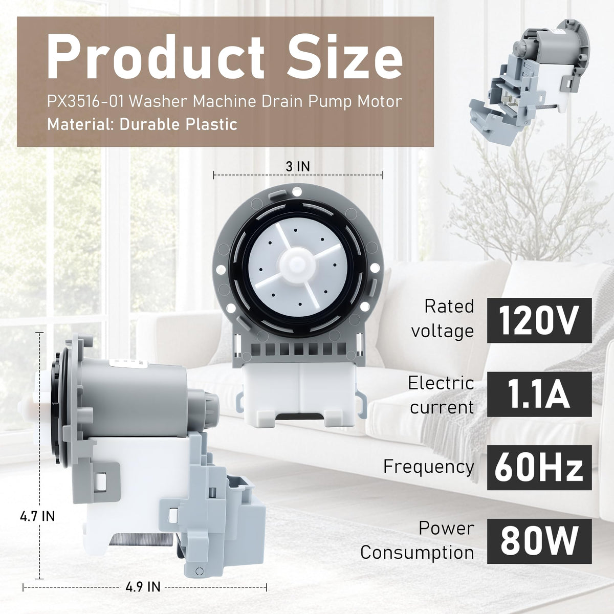 PX3516-01 Washer Drain Pump for Samsung DC31-00054D DC31-00187A WF45T6000AW