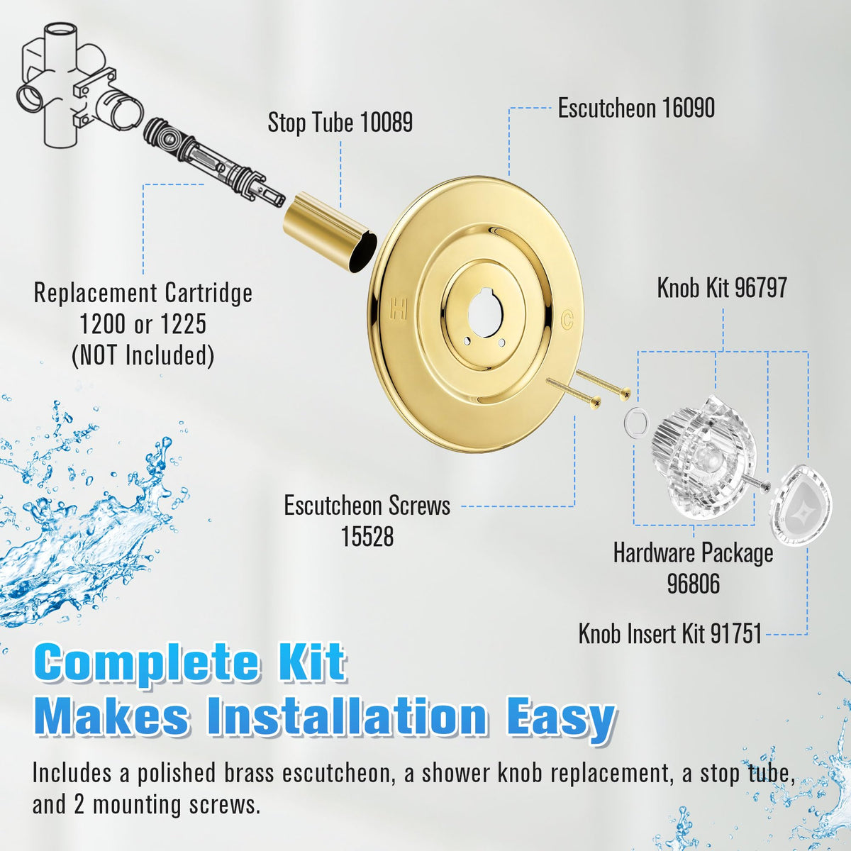 Shower Trim Kit Compatible with Moen Chateau T470 (Chrome,Knob)