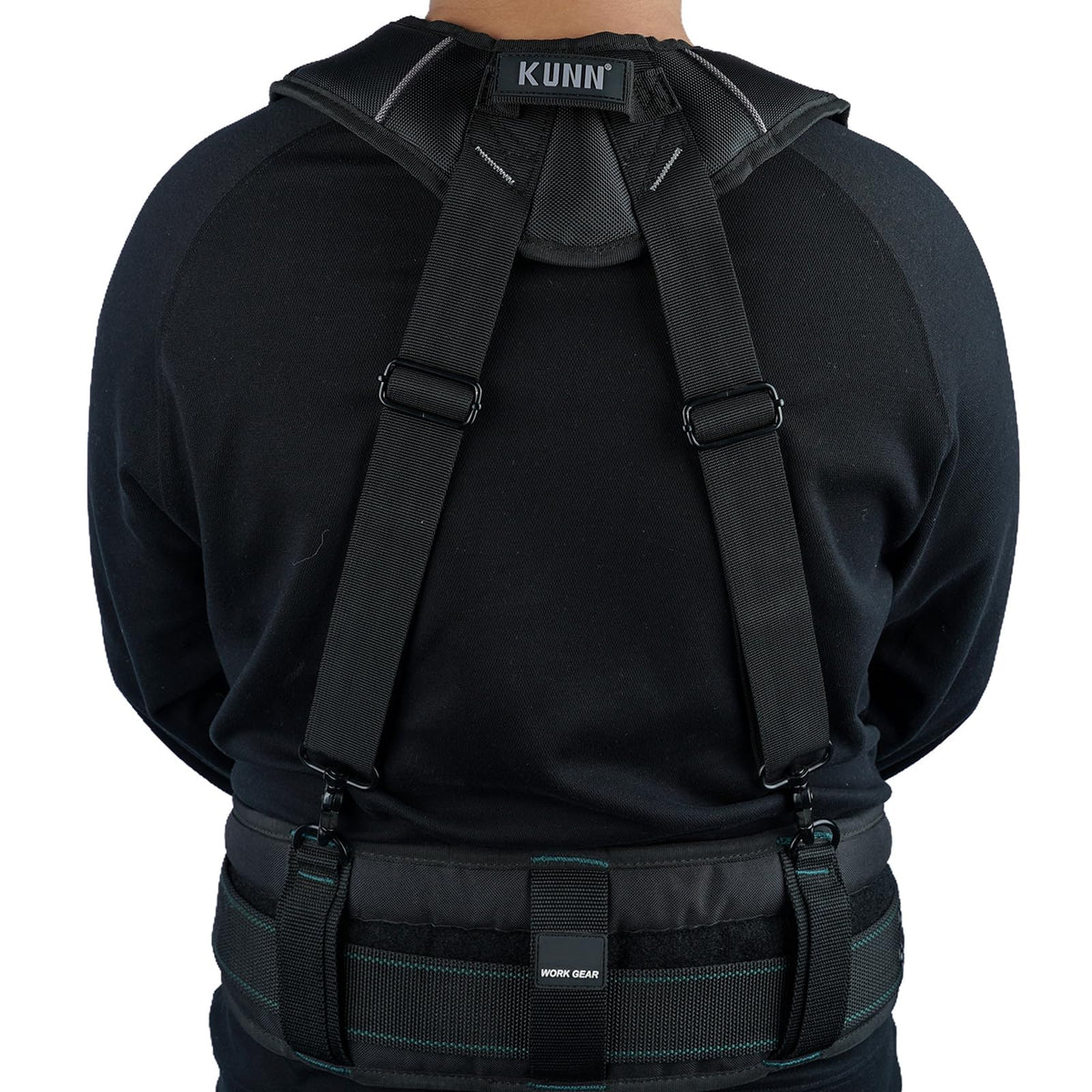 KUNN Tool Belt Suspenders, Padded 4-Point Work Suspender for Men