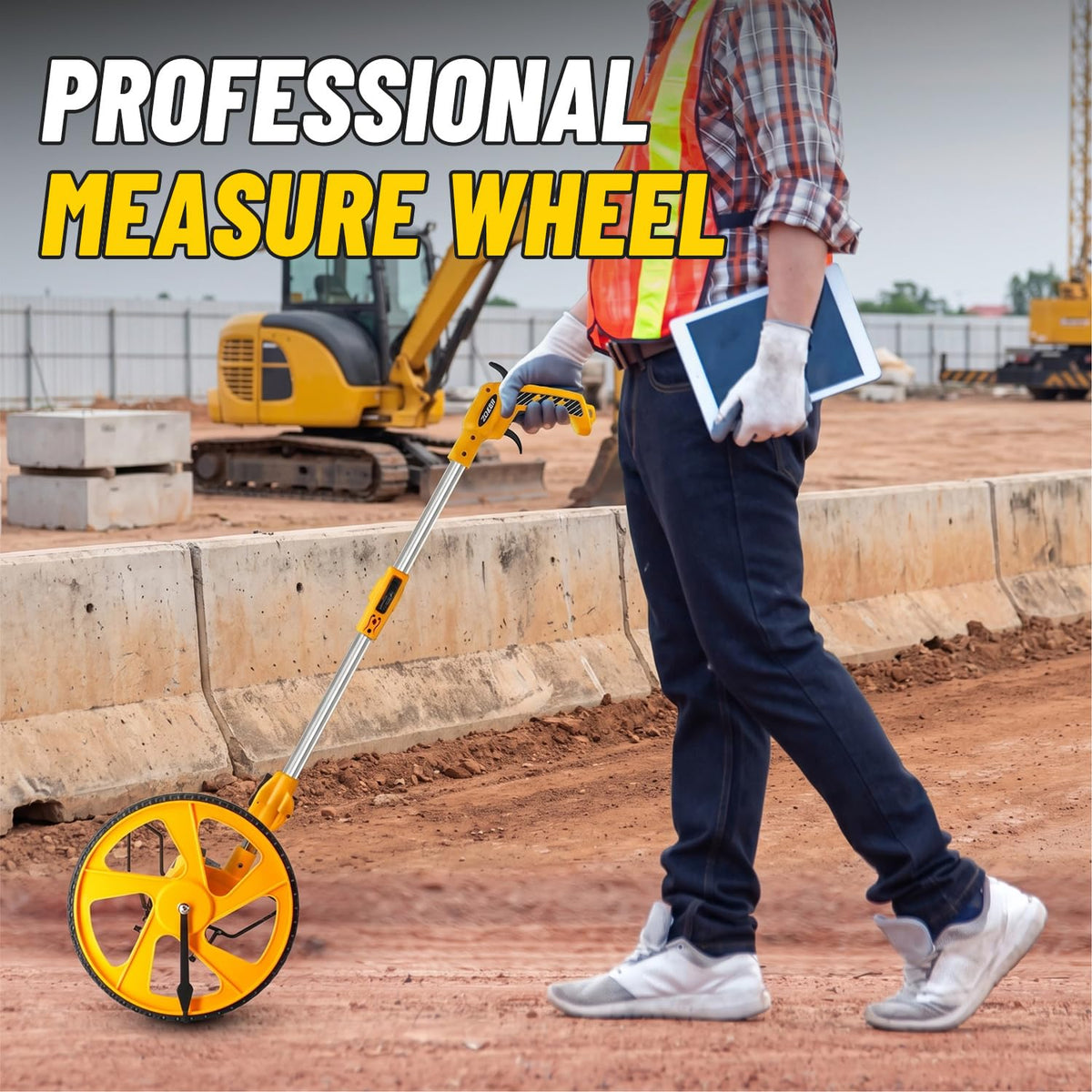 Zozen Professional Measure Wheel, with Brake & Handle Reset - Advanced Collapsible/Mechanical, Distance Measuring Wheel in Feet [Up To 10,000Ft], with Cloth Carrying Bag.