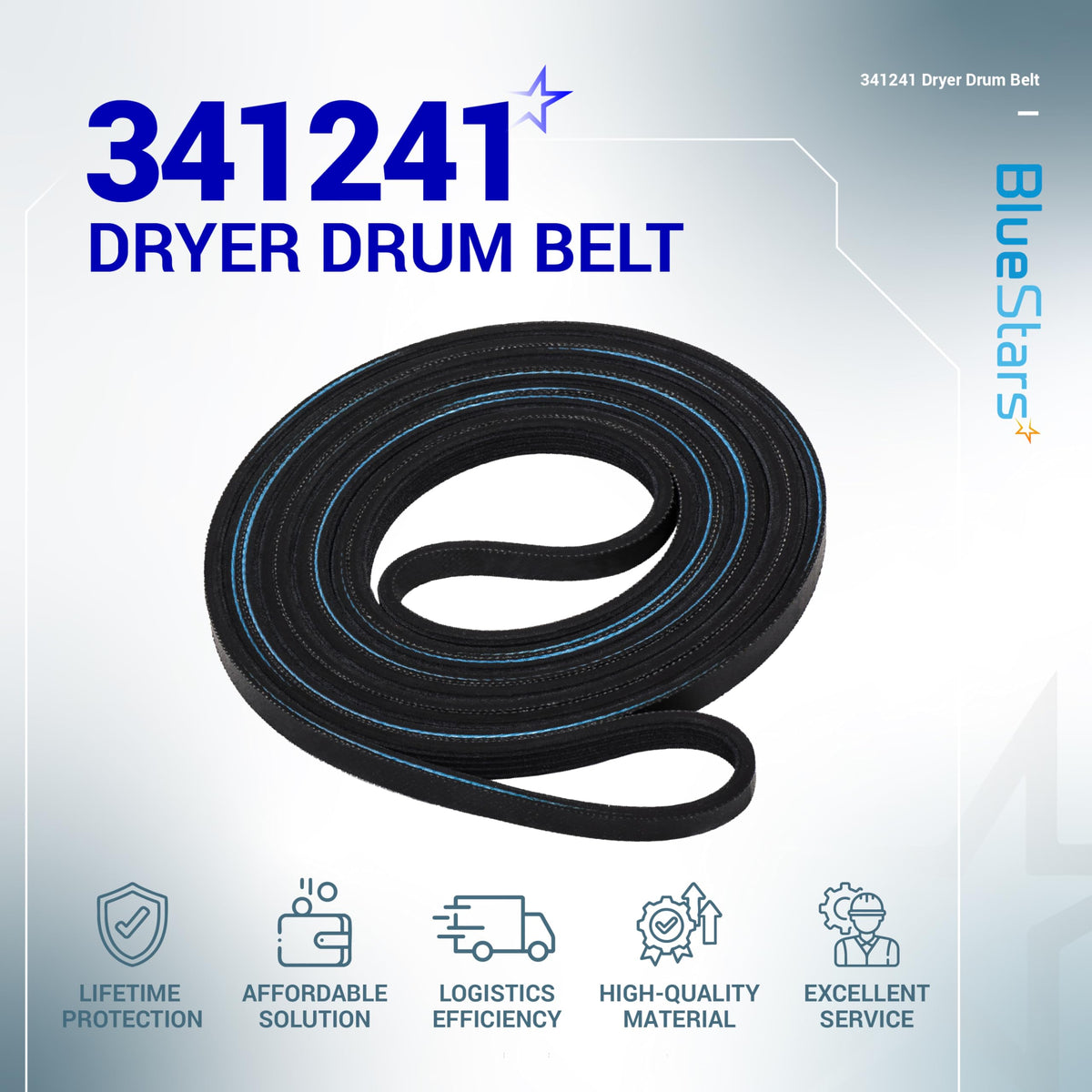 [2-Pack] BlueStars 341241 Dryer Drum Belt Compatible with Whirlpool Kenmore
