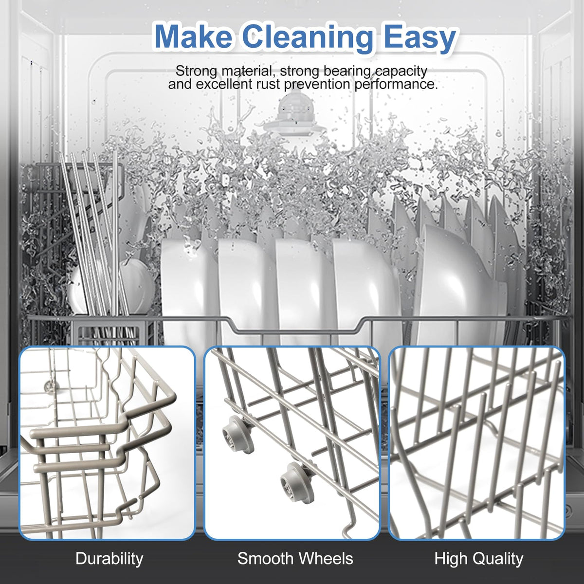【2026 UPGRADED】DD82-01384A Dishwasher Lower Rack Replacement Parts Fit for Samsung Dishwaher DW80R2031US, DW80R2031UG, DW80N3030US, DW80N3030UB, DW80N3030UW, DW80M2020US, DW80CG4021SR, DW80CG4051SR
